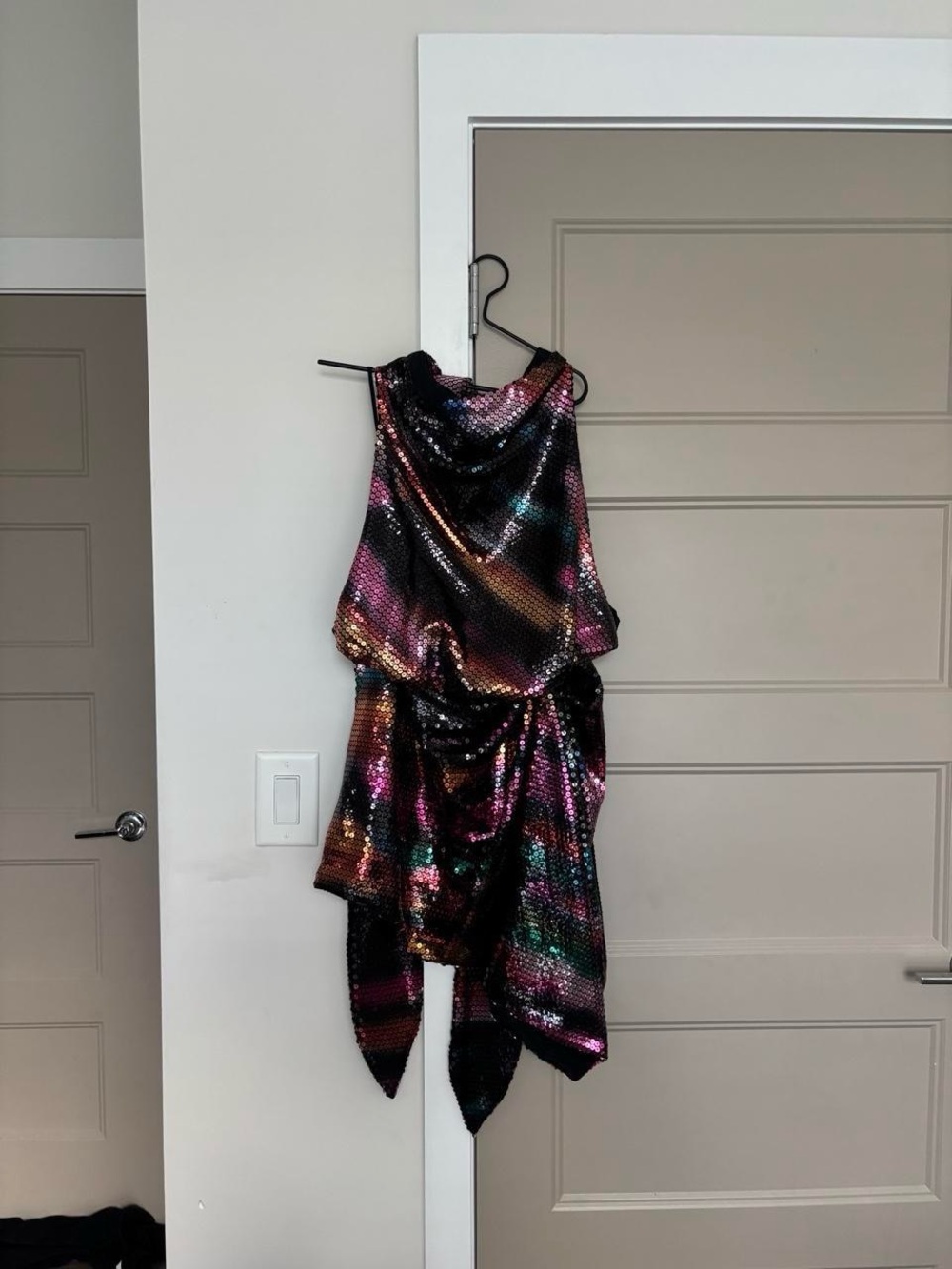 Attico Black Multi-Color Sequin Party Dress